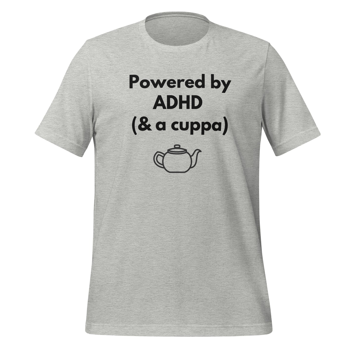 Powered by ADHD (& a Cuppa) | T-Shirt | The Neurospicy Store Athletic Heather