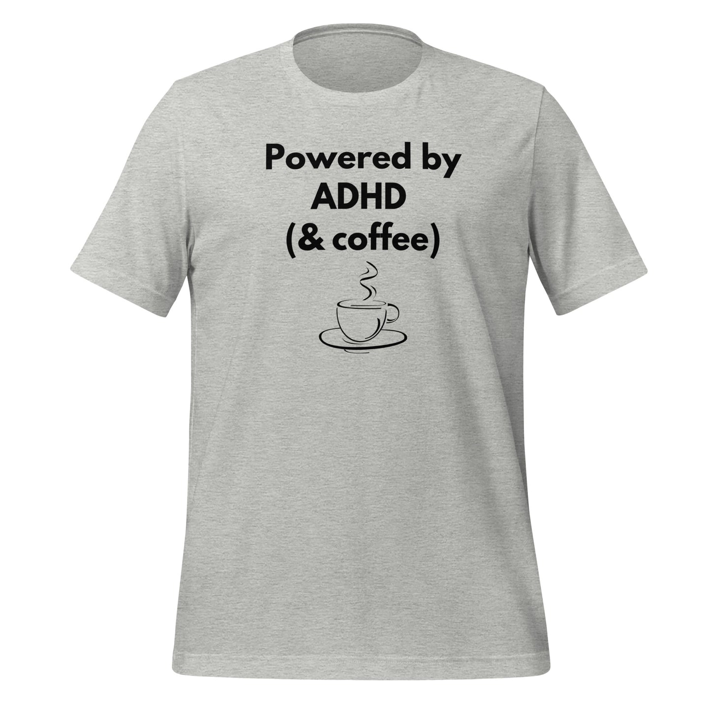 Powered by ADHD (& Coffee) | T-Shirt | The Neurospicy Store Athletic Heather