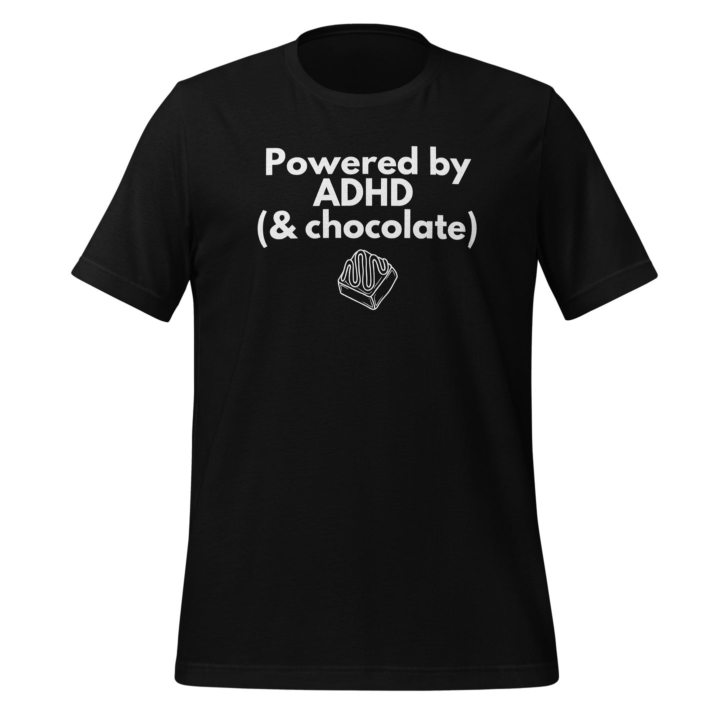 Powered by ADHD (& Chocolate) | T-Shirt | The Neurospicy Store Black