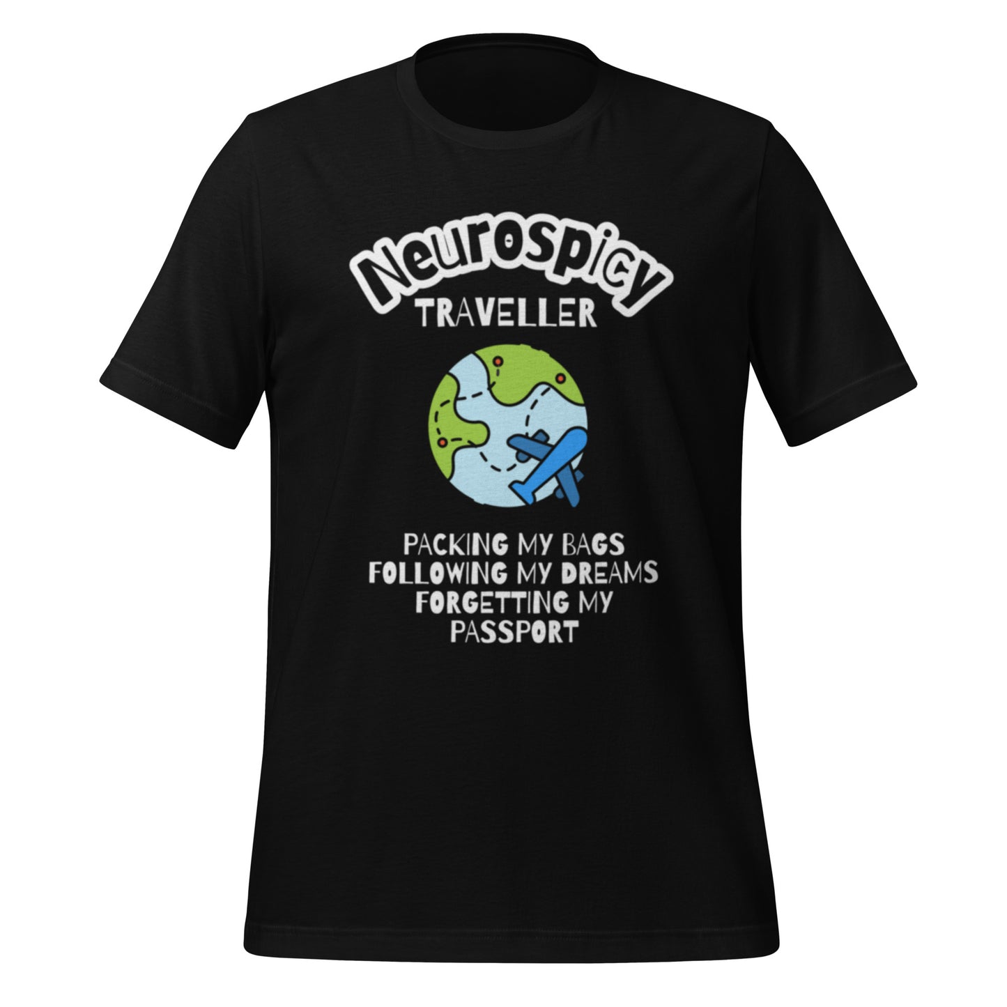 Neurospicy Traveller | T-Shirt | The Neurospicy Store Black