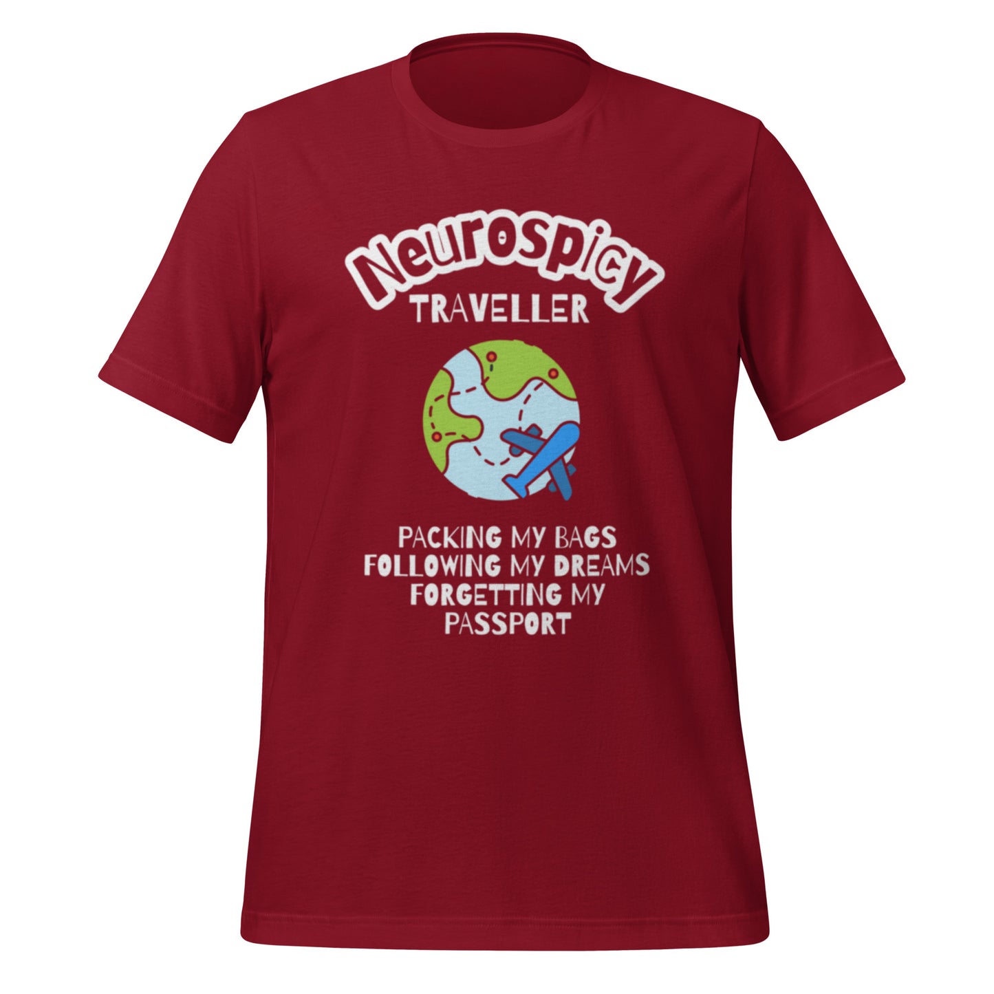 Neurospicy Traveller | T-Shirt | The Neurospicy Store Cardinal