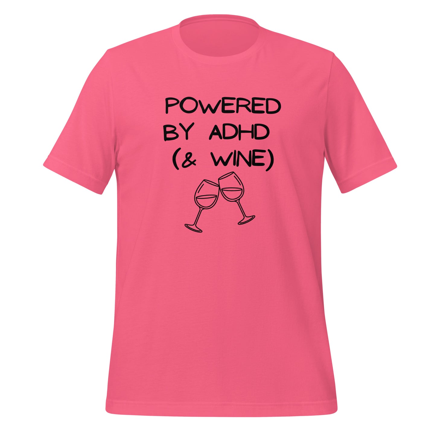 Powered by ADHD (& Wine) | T-Shirt | The Neurospicy Store Charity Pink