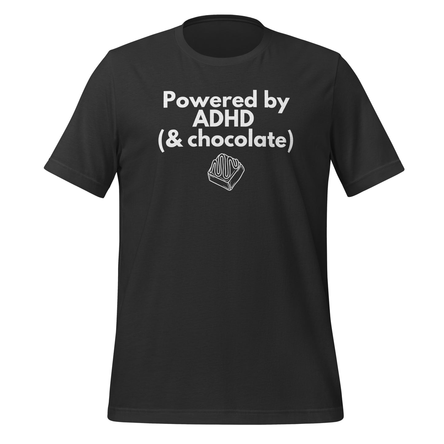 Powered by ADHD (& Chocolate) | T-Shirt | The Neurospicy Store Dark Grey