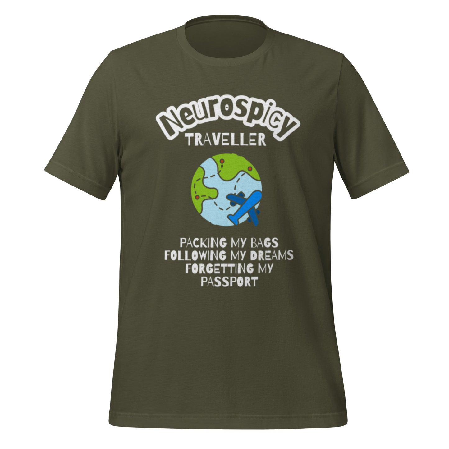 Neurospicy Traveller | T-Shirt | The Neurospicy Store Military Green