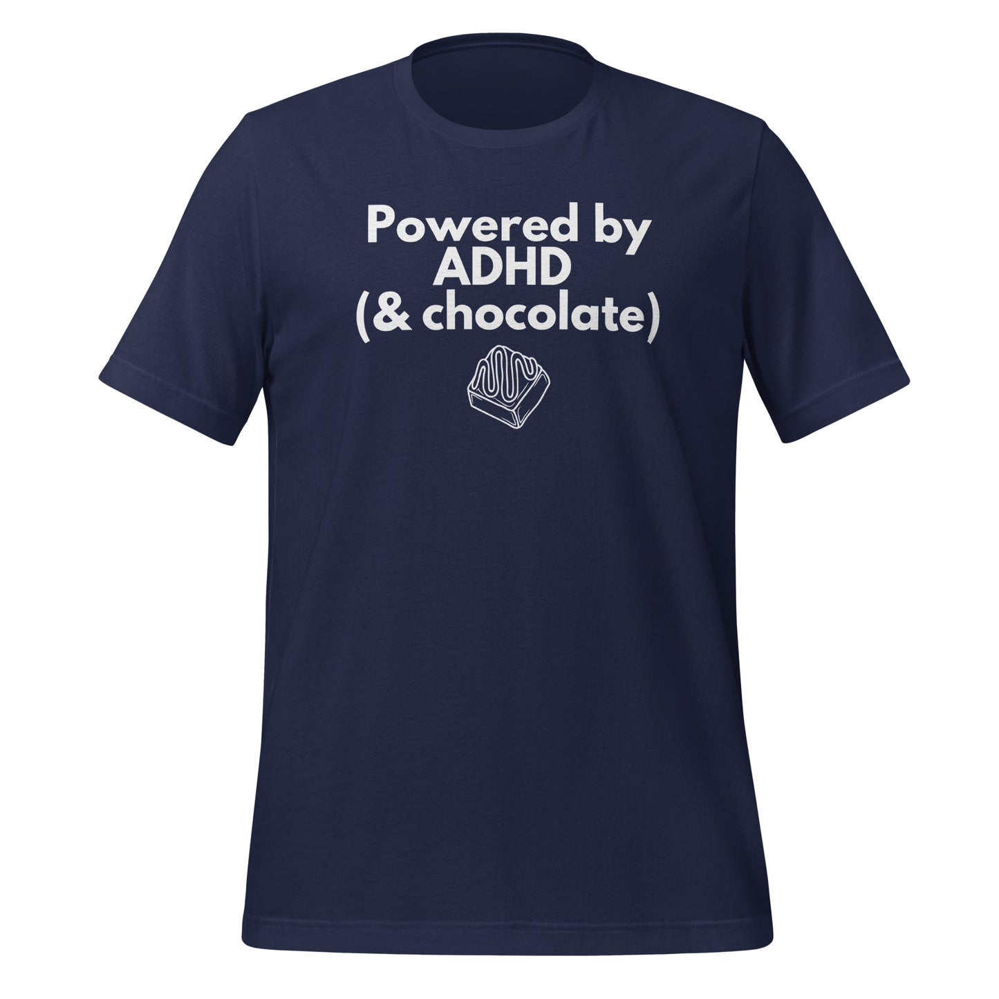 Powered by ADHD (& Chocolate) | T-Shirt | The Neurospicy Store Navy