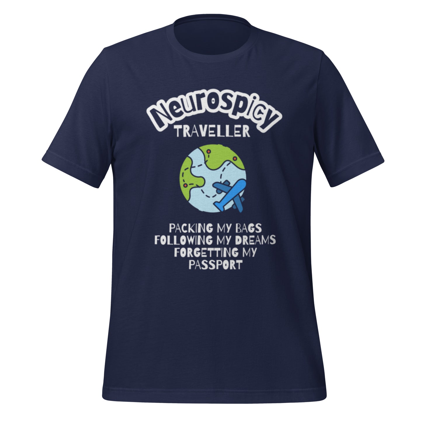 Neurospicy Traveller | T-Shirt | The Neurospicy Store Navy