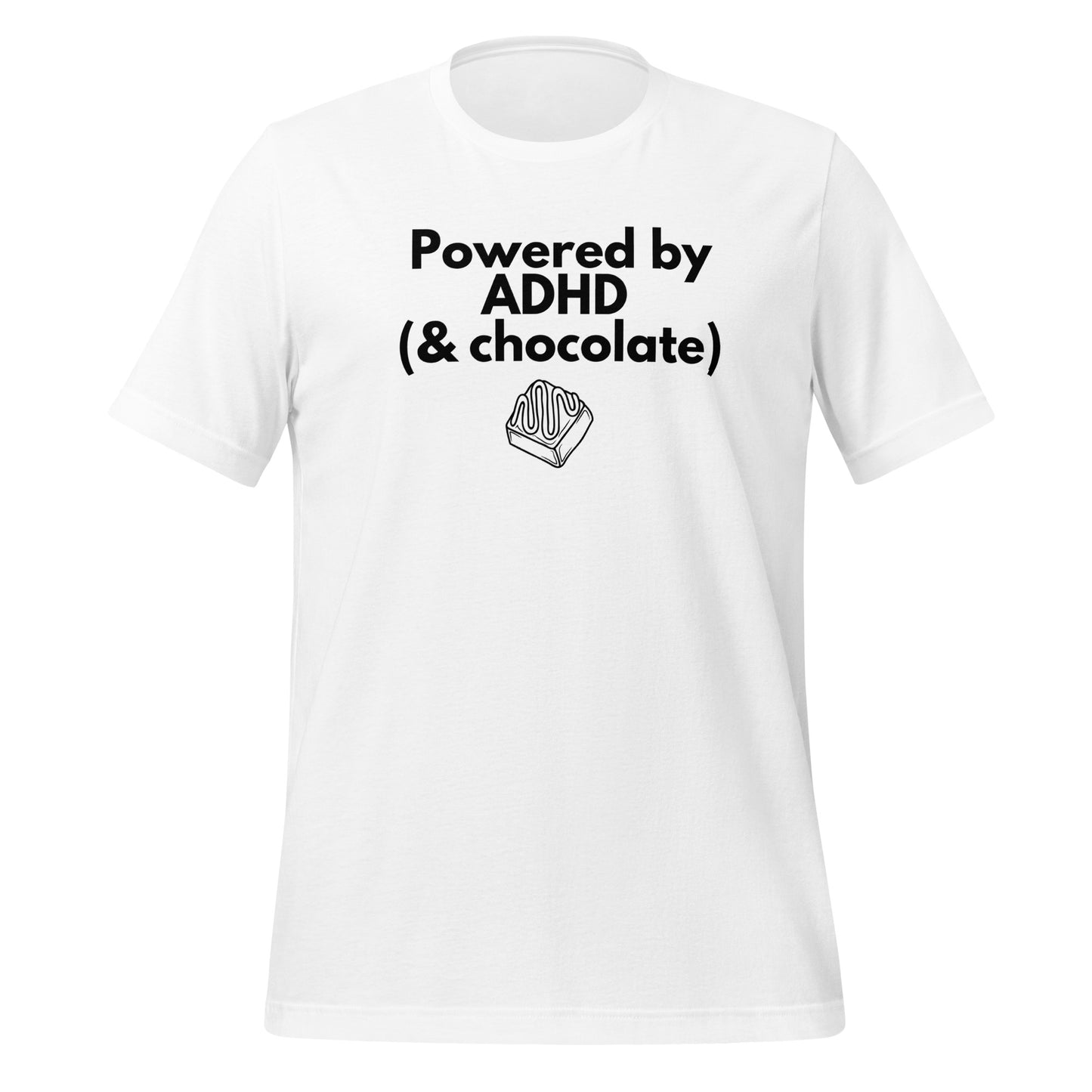 Powered by ADHD (& Chocolate) | T-Shirt | The Neurospicy Store White