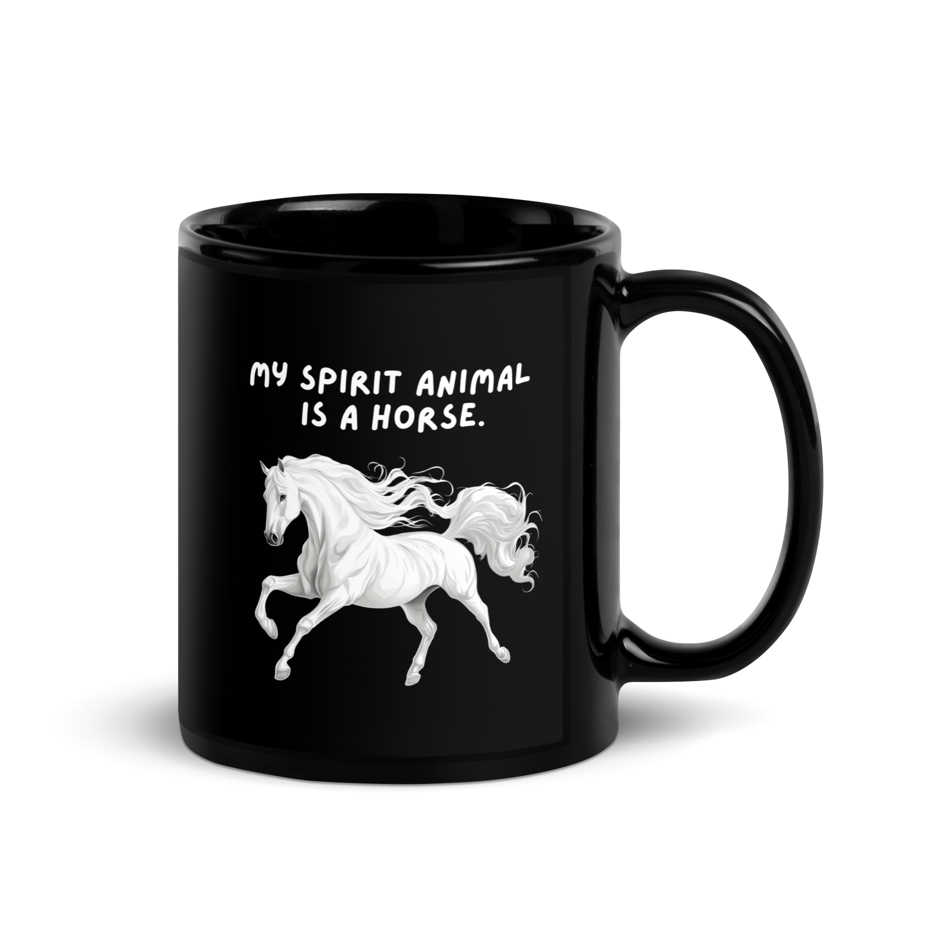 My Spirit Animal Is A Horse | Black Glossy Mug | The Neurospicy Store