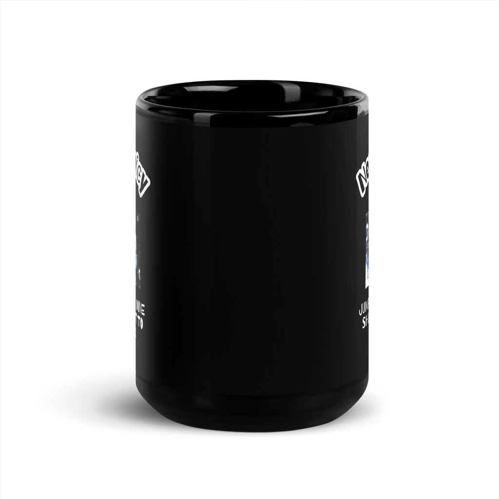Neurospicy Astronaut Jumping From One Shiny Planet To Another | Black Glossy Mug | The Neurospicy Store