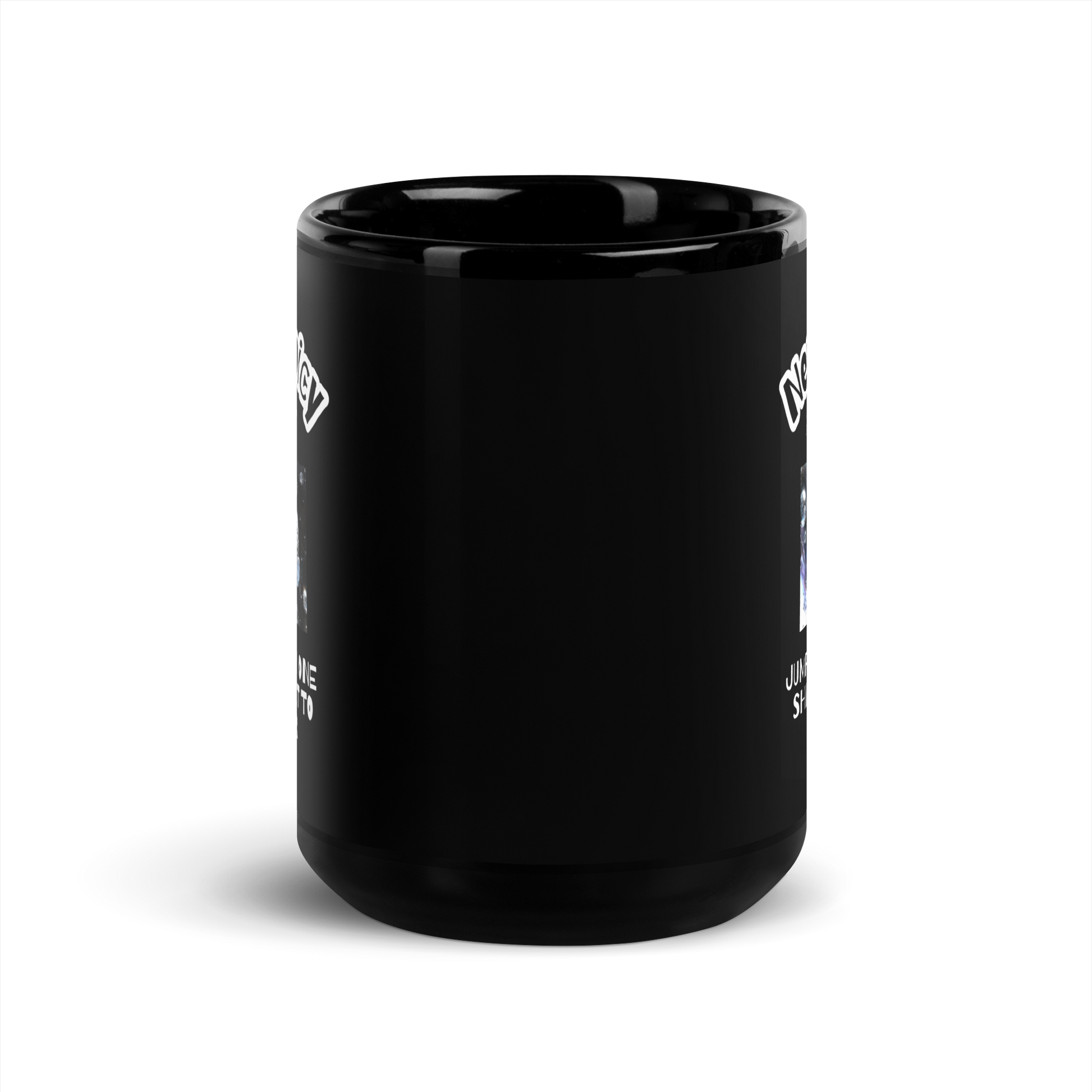 Neurospicy Astronaut Jumping From One Shiny Planet To Another | Black Glossy Mug | The Neurospicy Store