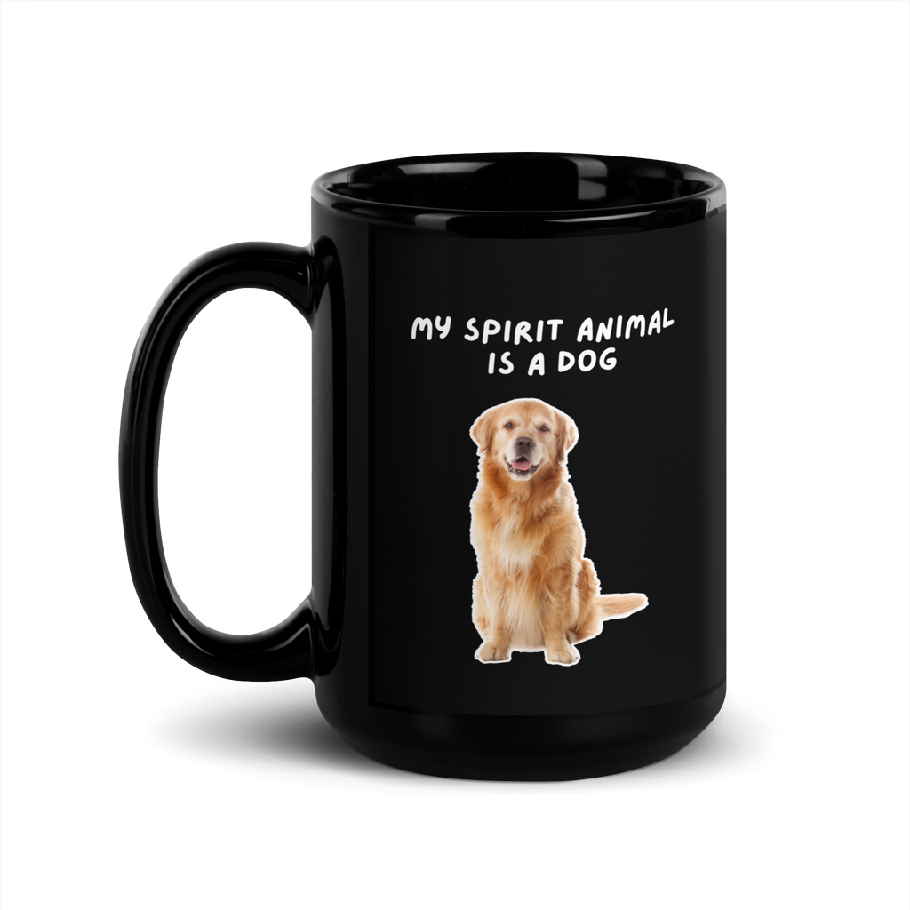 My Spirit Animal Is A Dog | Black Glossy Mug | The Neurospicy Store 15 oz