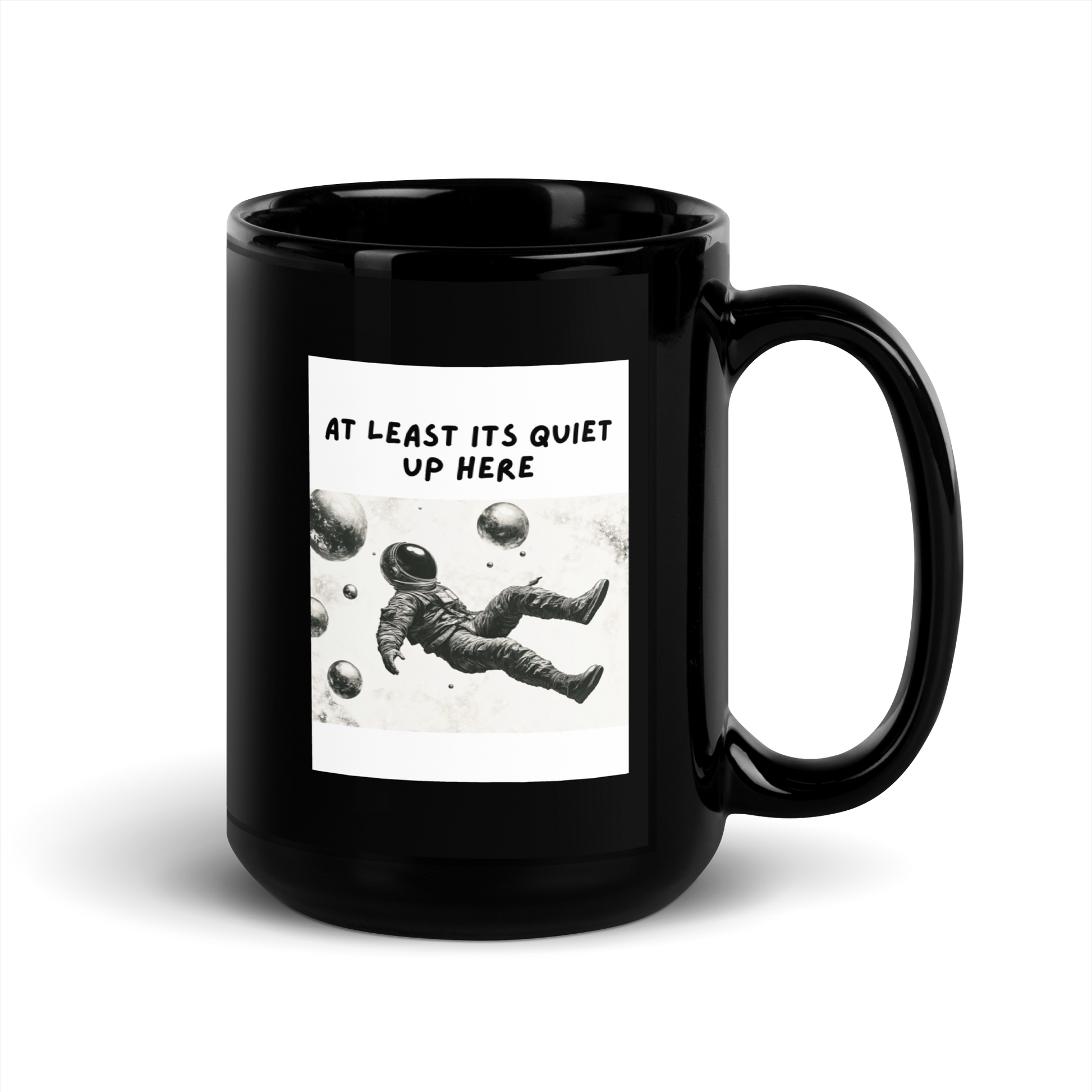 At Least Its Quiet Up Here | Black Glossy Mug | The Neurospicy Store