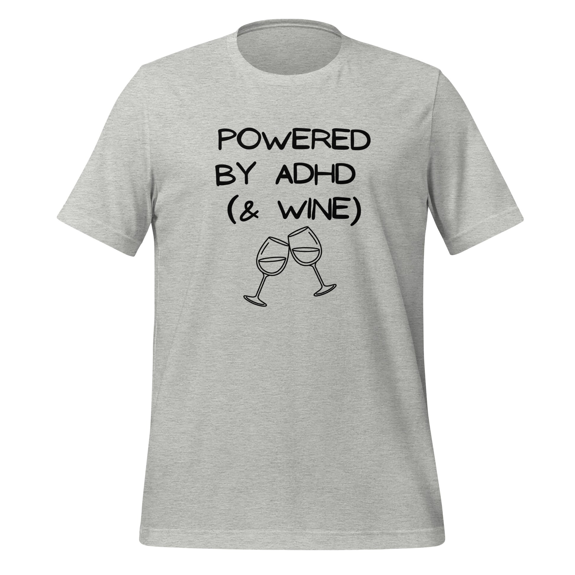Powered by ADHD (& Wine) | T-Shirt | The Neurospicy Store Athletic Heather