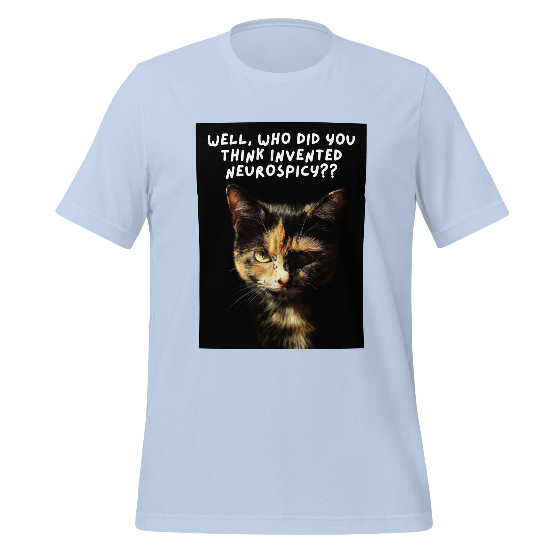 Well, Who Did You Think Invented Neurospicy?? | T-Shirt | The Neurospicy Store Baby Blue