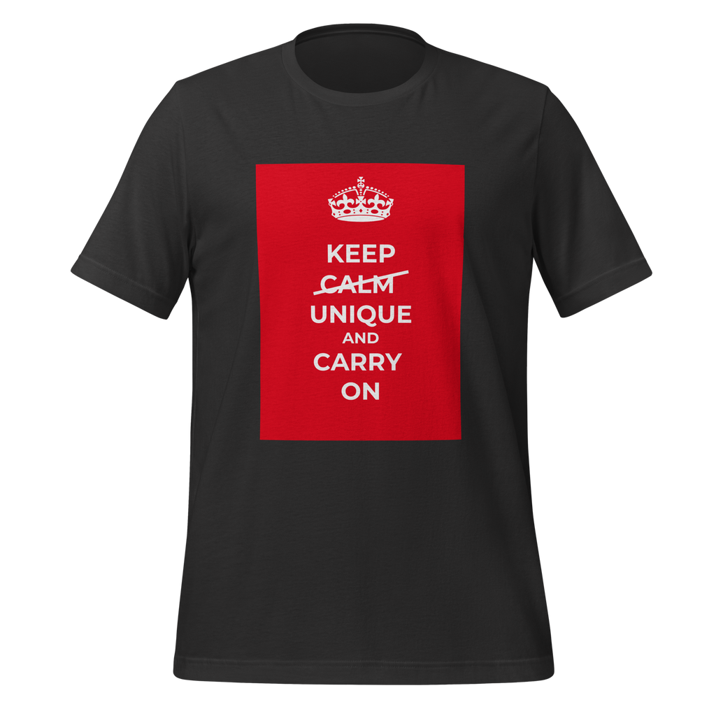 Keep Calm Unique And Carry On | T-Shirt | The Neurospicy Store Dark Grey