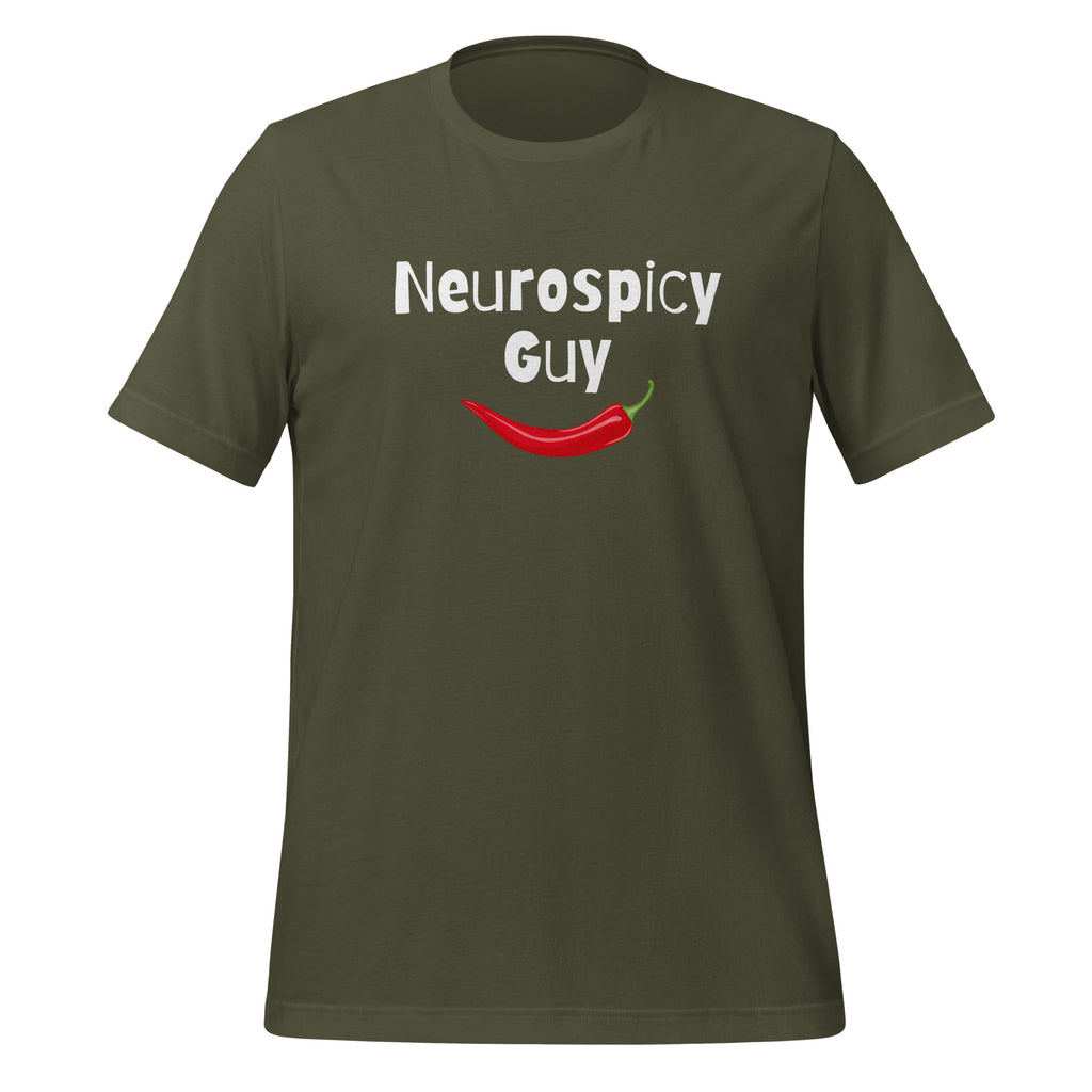 Neurospicy Guy | T-Shirt | The Neurospicy Store Military Green
