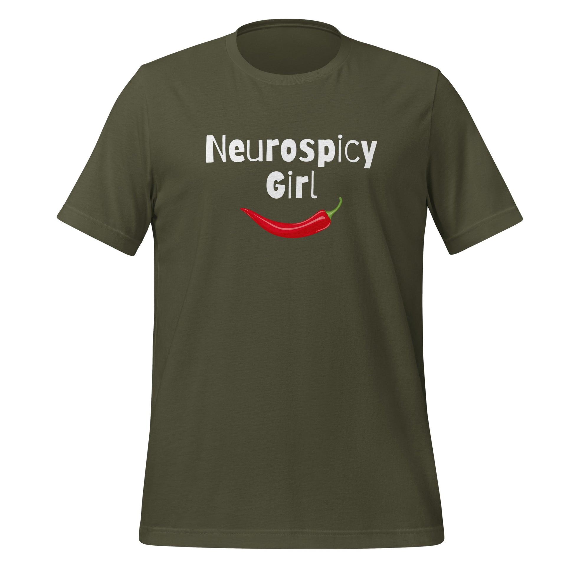 Neurospicy Girl | T-Shirt | The Neurospicy Store Military Green
