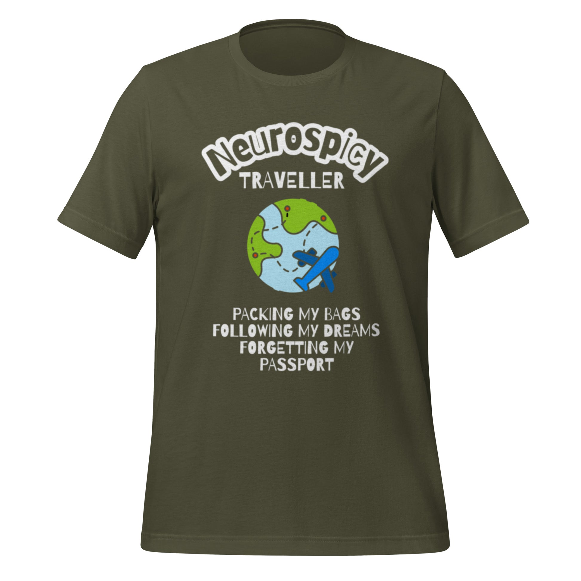 Neurospicy Traveller | T-Shirt | The Neurospicy Store Military Green