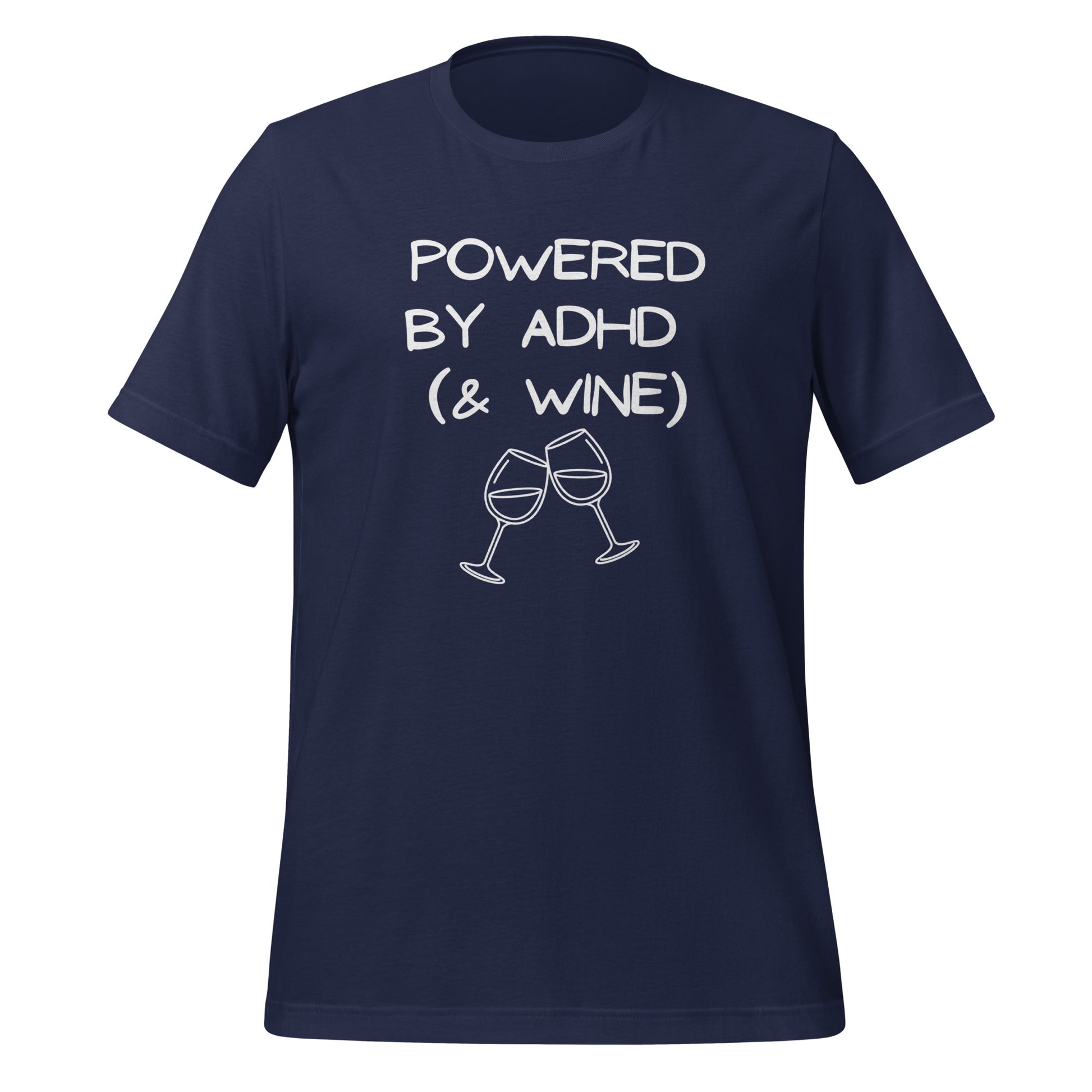 Powered by ADHD (& Wine) | T-Shirt | The Neurospicy Store Navy