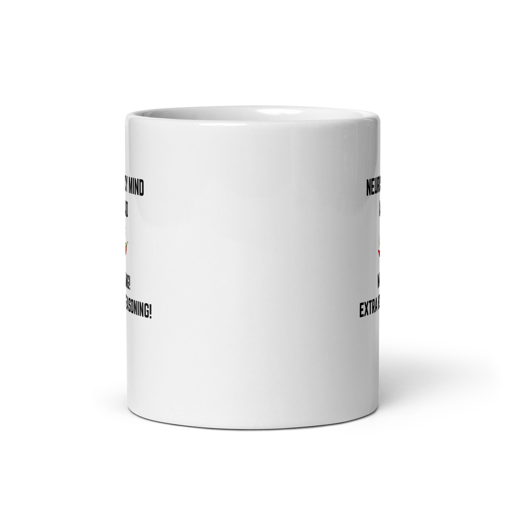 Neurospicy Mind Ahead Warning! Extra Hot Seasoning! | White Glossy Mug | The Neurospicy Store