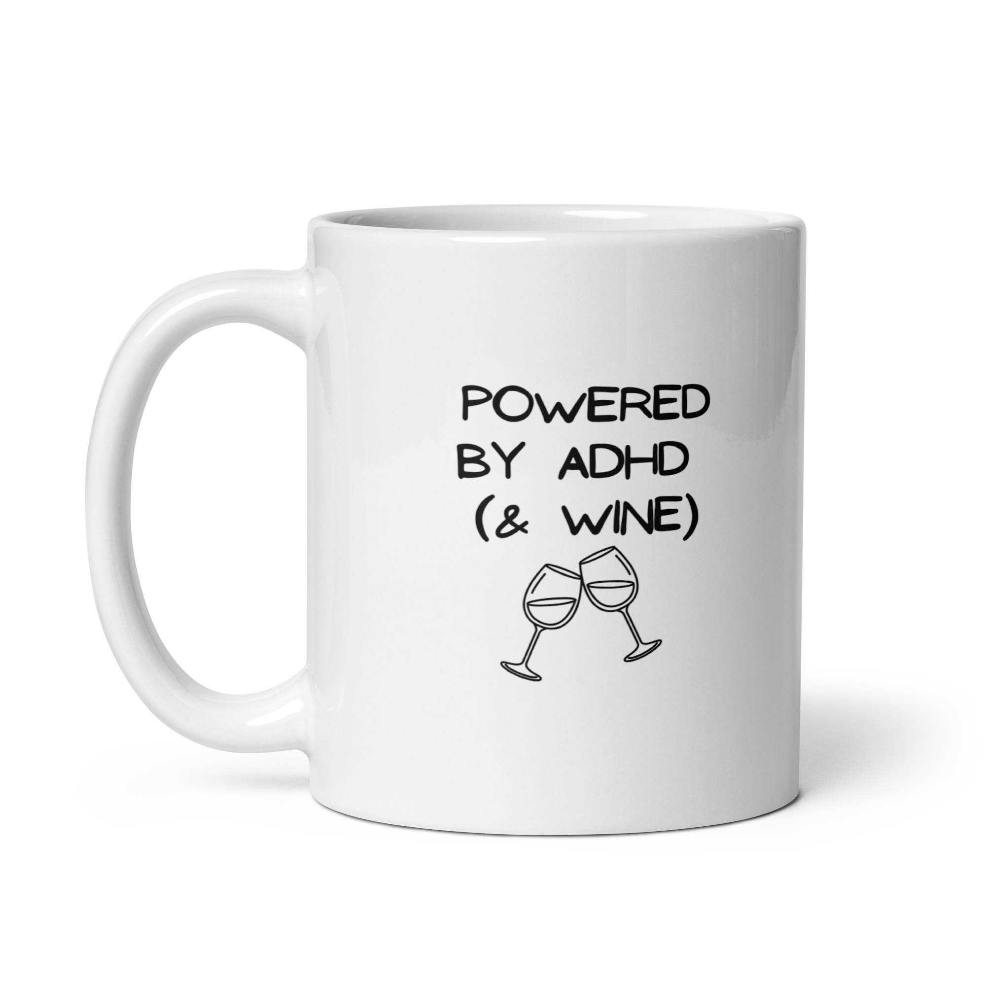 Powered by ADHD (& Wine) | White Glossy Mug | The Neurospicy Store