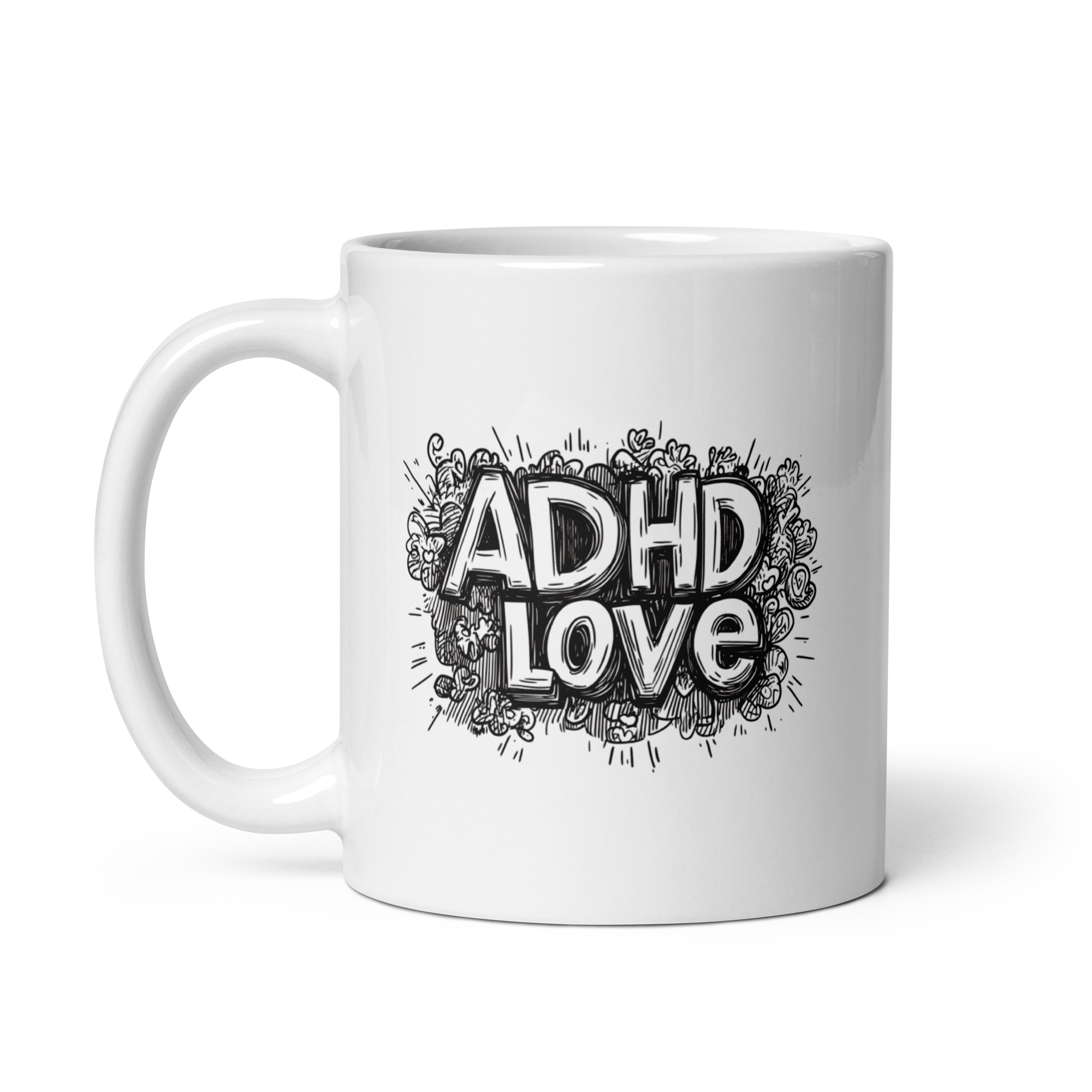 ADHD LOVE | White Glossy Mug | The Neurospicy Store