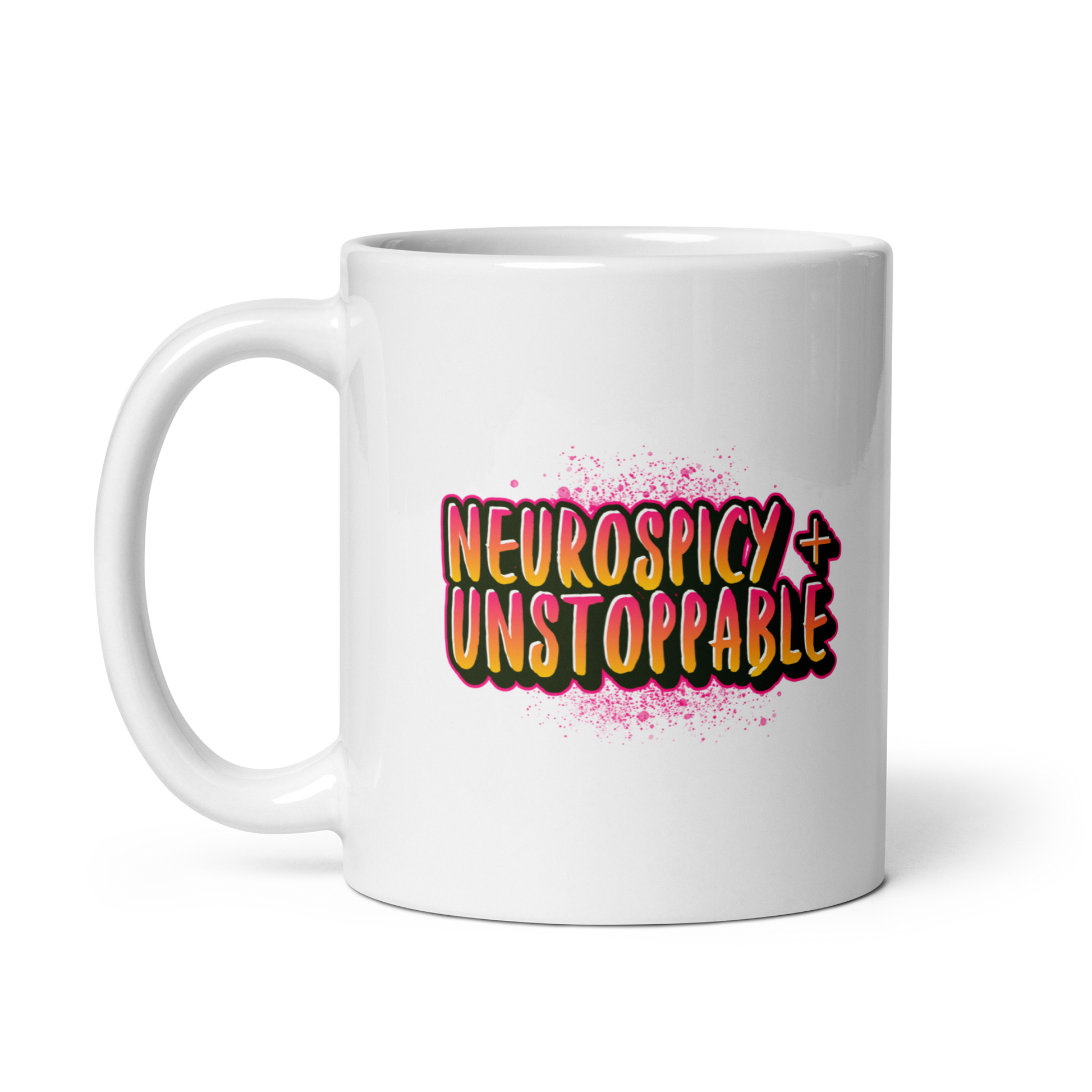 Neurospicy + Unstoppable | White Glossy Mug | The Neurospicy Store