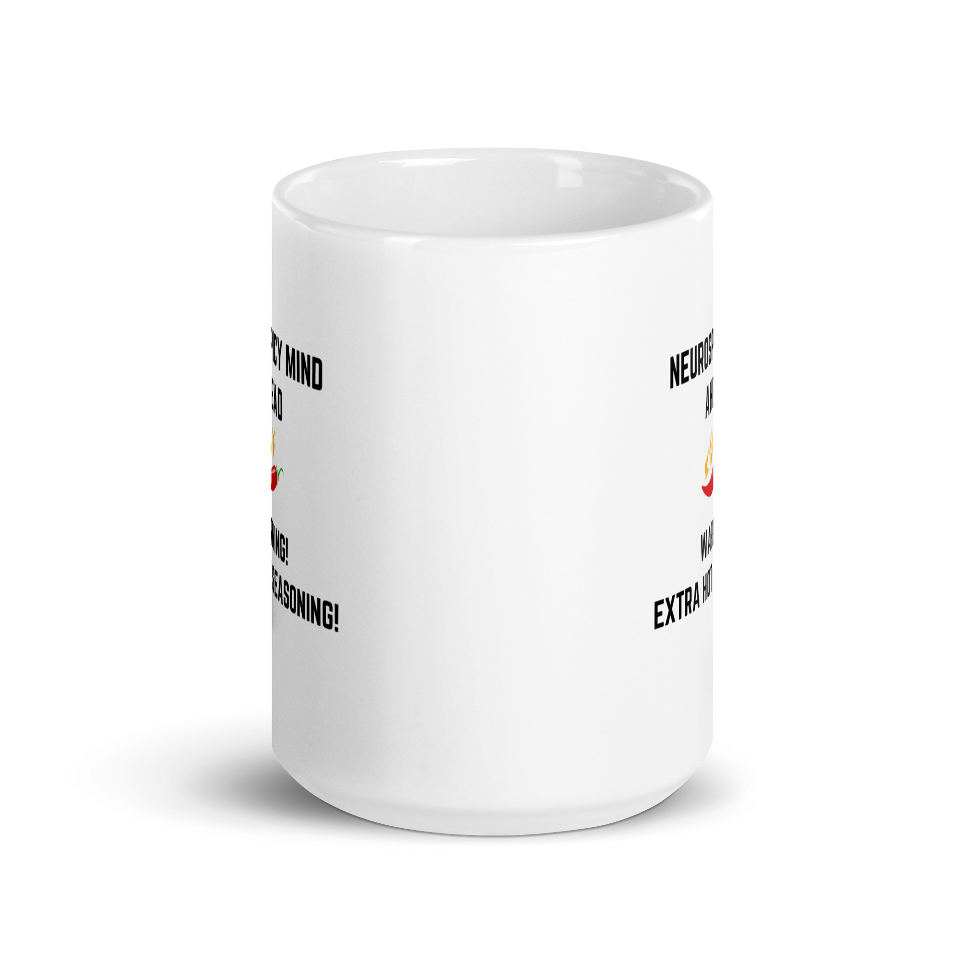 Neurospicy Mind Ahead Warning! Extra Hot Seasoning! | White Glossy Mug | The Neurospicy Store