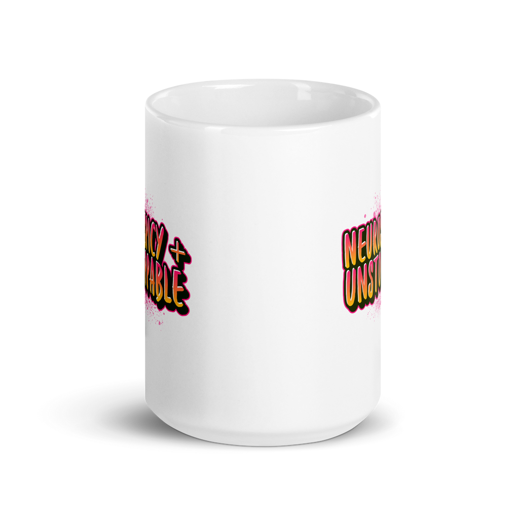 Neurospicy + Unstoppable | White Glossy Mug | The Neurospicy Store