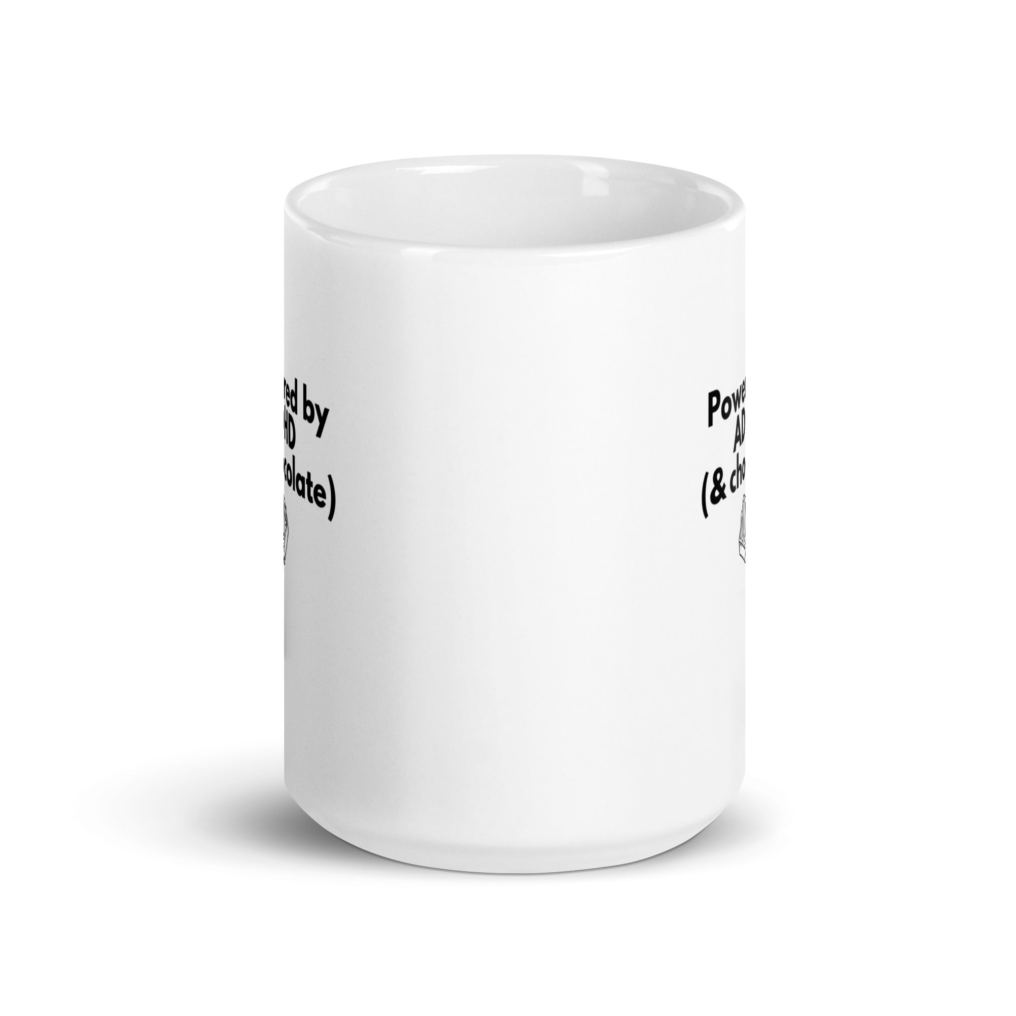 Powered by ADHD (& Chocolate) | White Glossy Mug | The Neurospicy Store