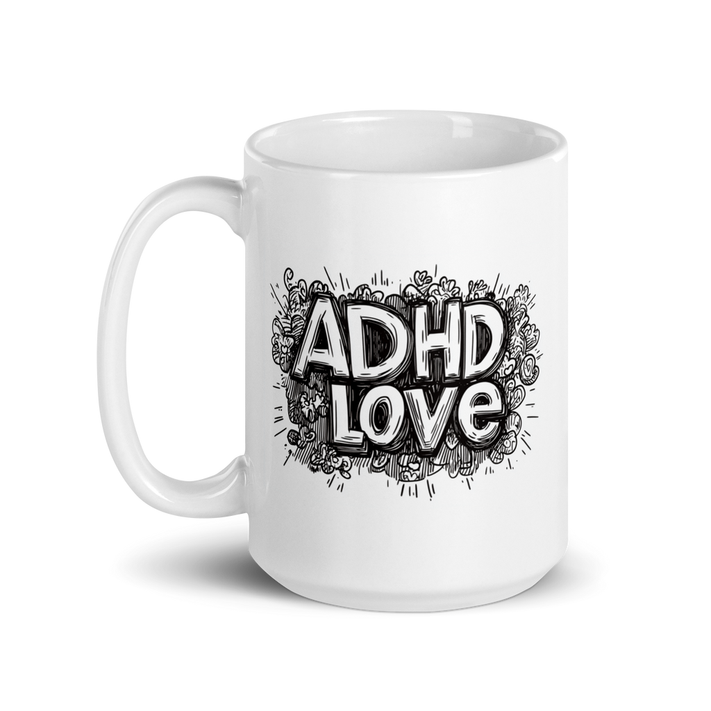 ADHD LOVE | White Glossy Mug | The Neurospicy Store