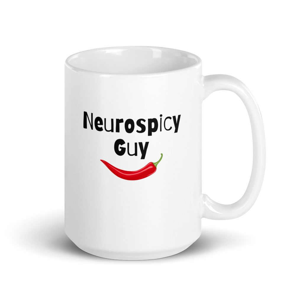 Neurospicy Guy | White Glossy Mug | The Neurospicy Store 15 oz