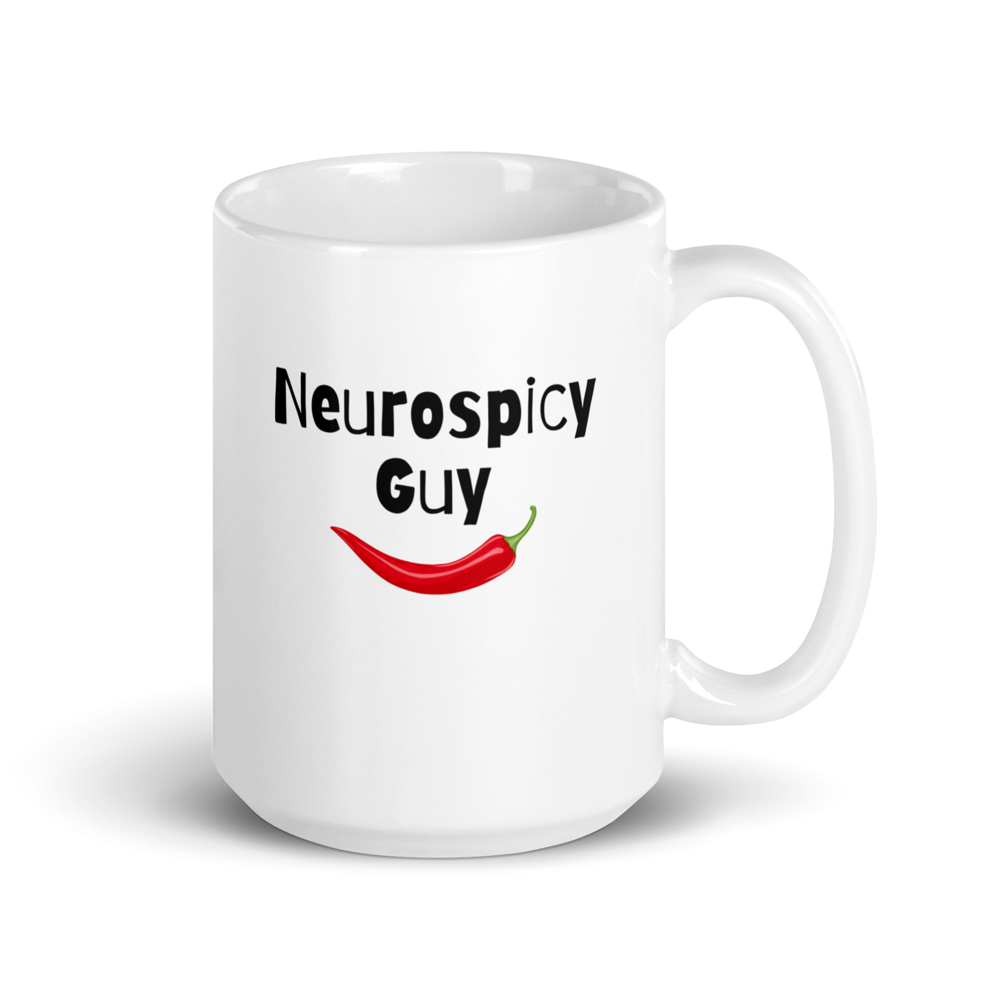 Neurospicy Guy | White Glossy Mug | The Neurospicy Store 15 oz