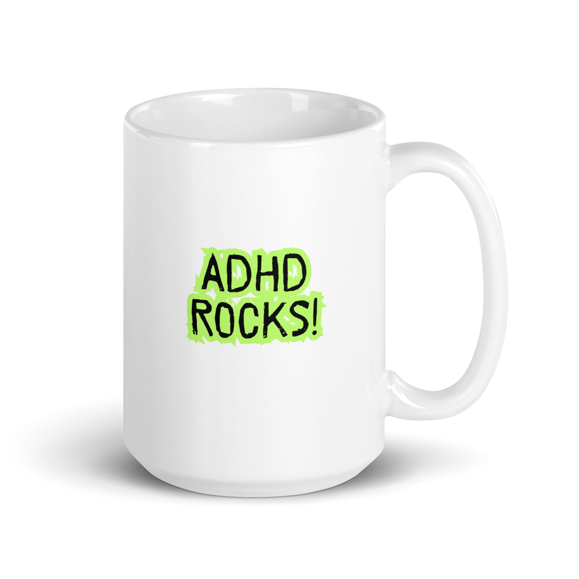 ADHD Rocks! | White Glossy Mug | The Neurospicy Store 15 oz
