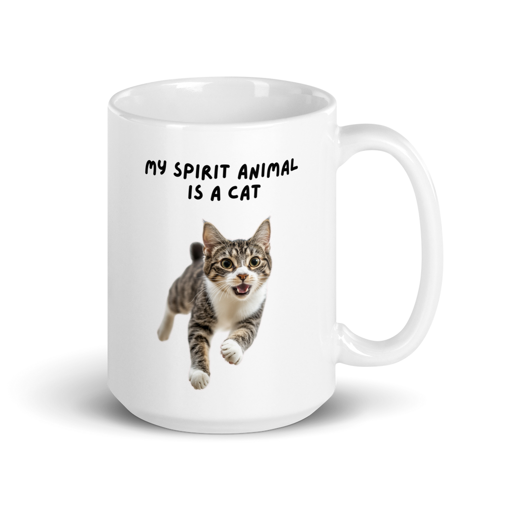 My Spirit Animal Is A Cat | White Glossy Mug | The Neurospicy Store 15 oz