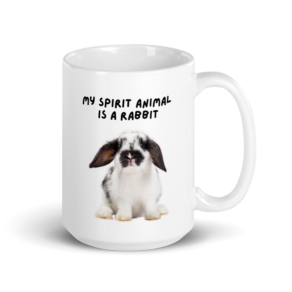 My Spirit Animal Is A Rabbit | White Glossy Mug | The Neurospicy Store 15 oz