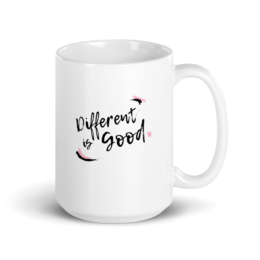Different Is Good | White Glossy Mug | The Neurospicy Store 15 oz