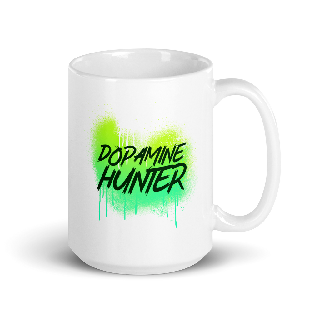 Dopamine Hunter | White Glossy Mug | The Neurospicy Store 15 oz