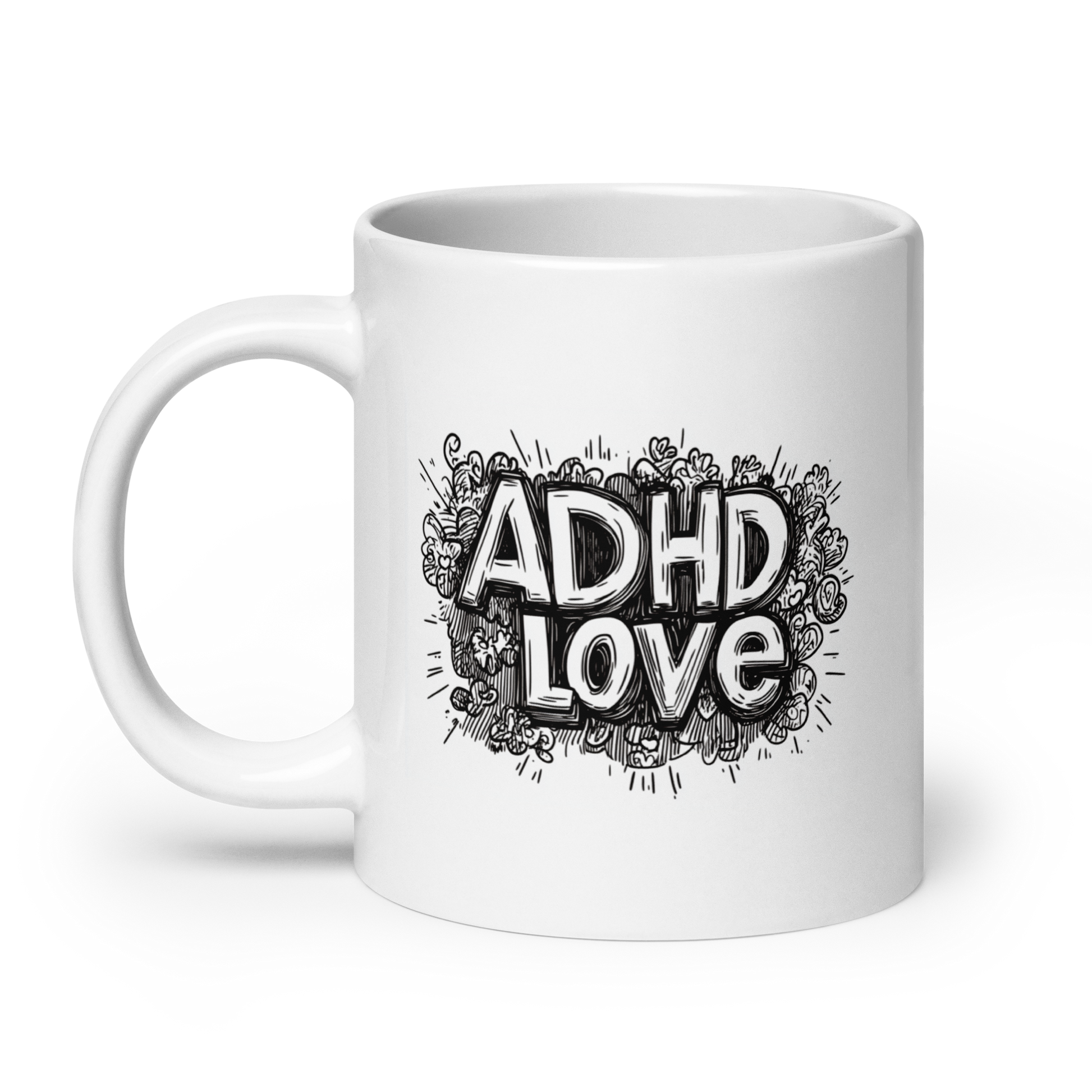 ADHD LOVE | White Glossy Mug | The Neurospicy Store