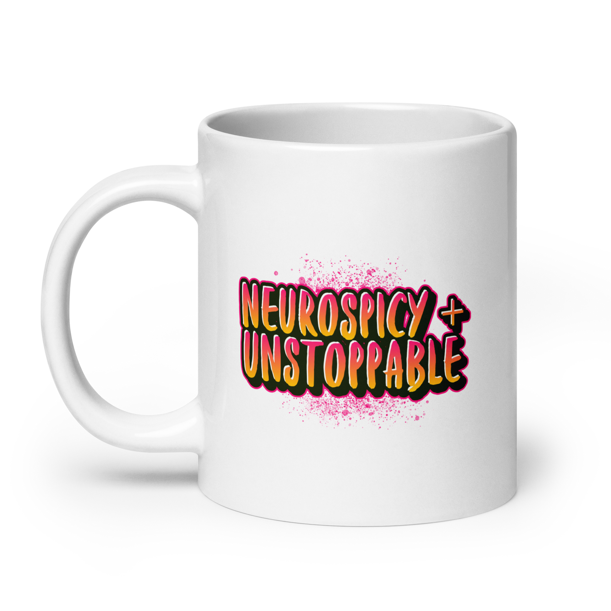 Neurospicy + Unstoppable | White Glossy Mug | The Neurospicy Store