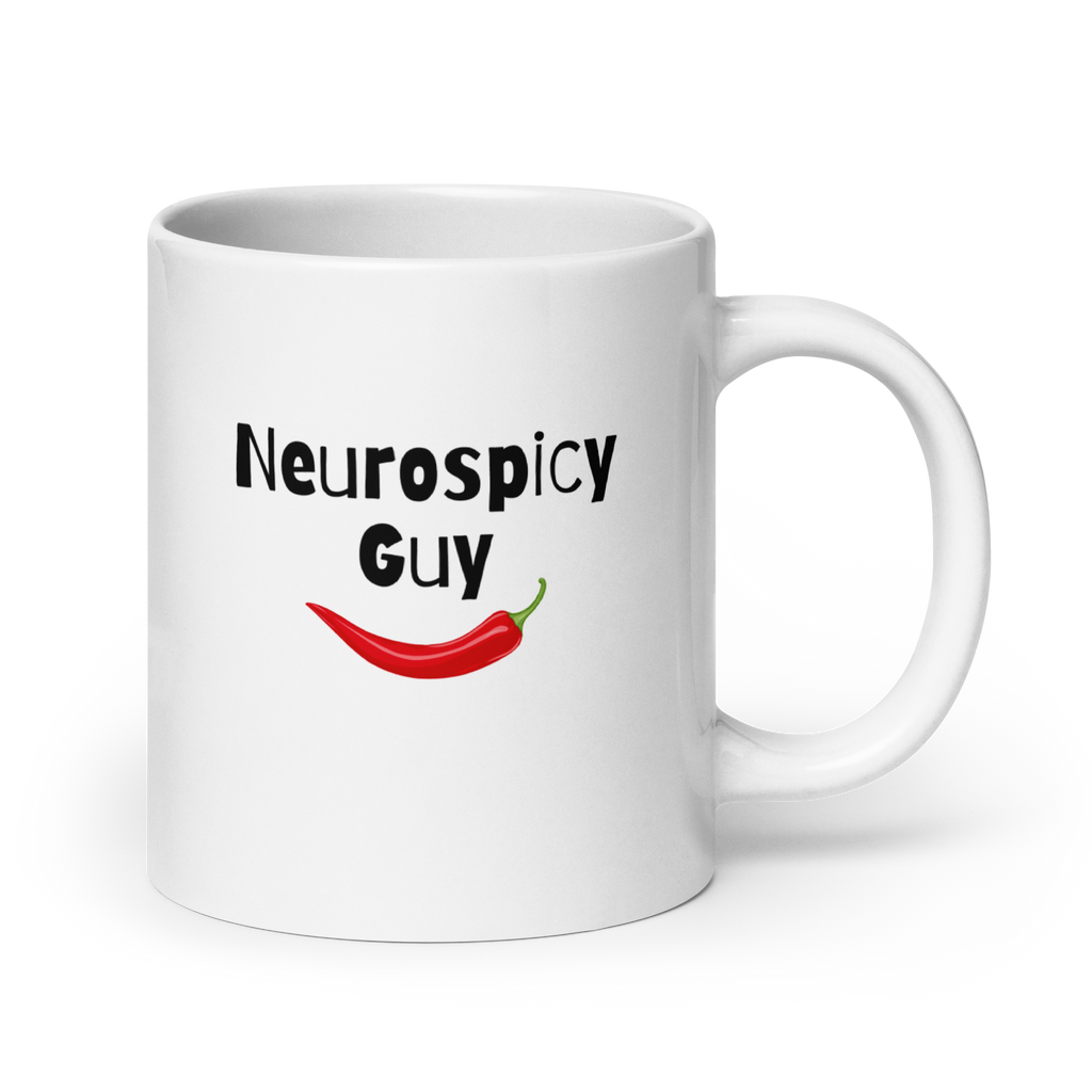 Neurospicy Guy | White Glossy Mug | The Neurospicy Store 20 oz