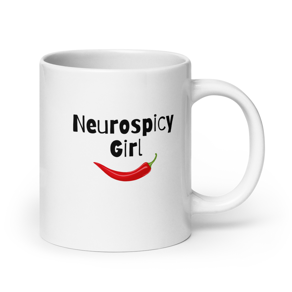 Neurospicy Girl | White Glossy Mug | The Neurospicy Store 20 oz