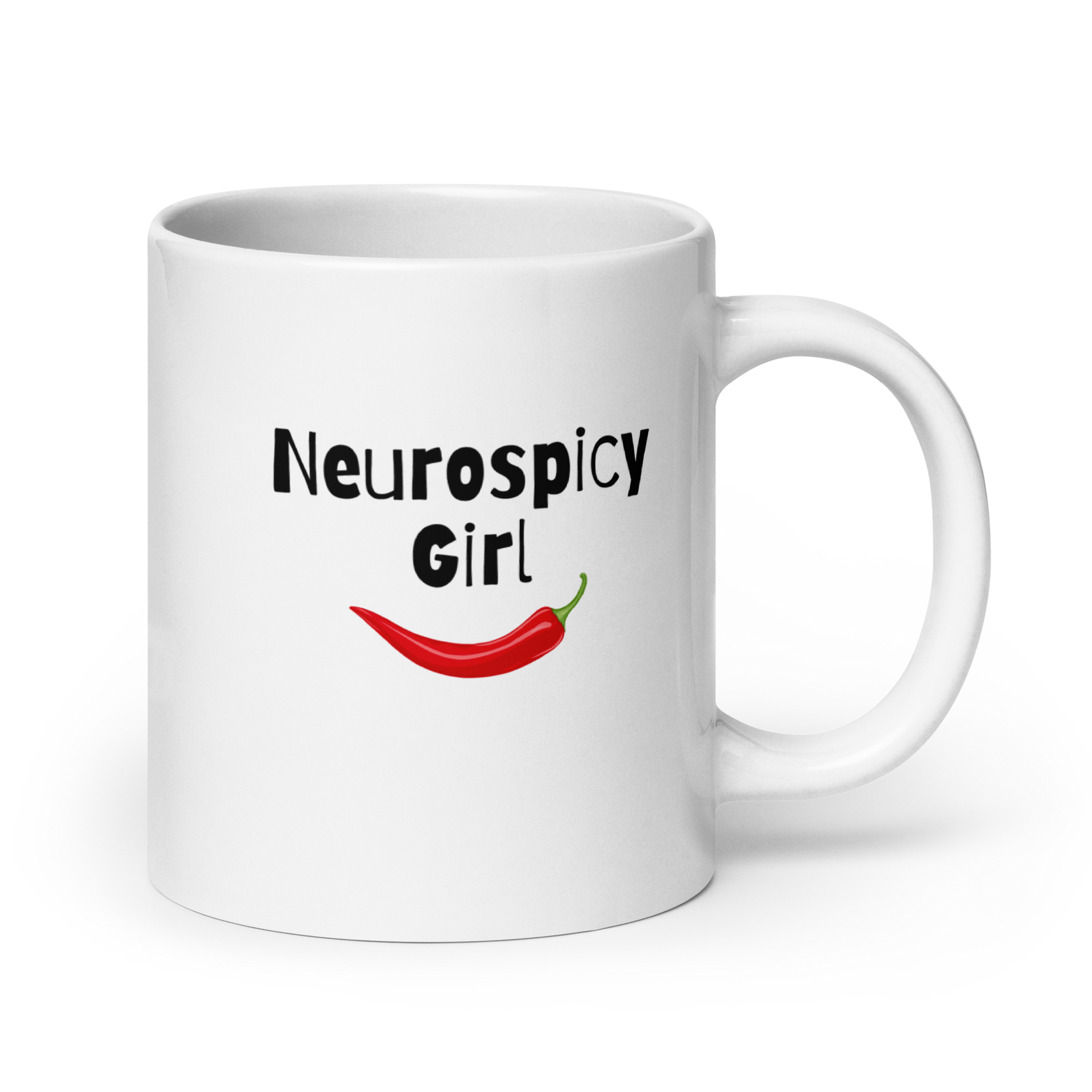 Neurospicy Girl | White Glossy Mug | The Neurospicy Store 20 oz