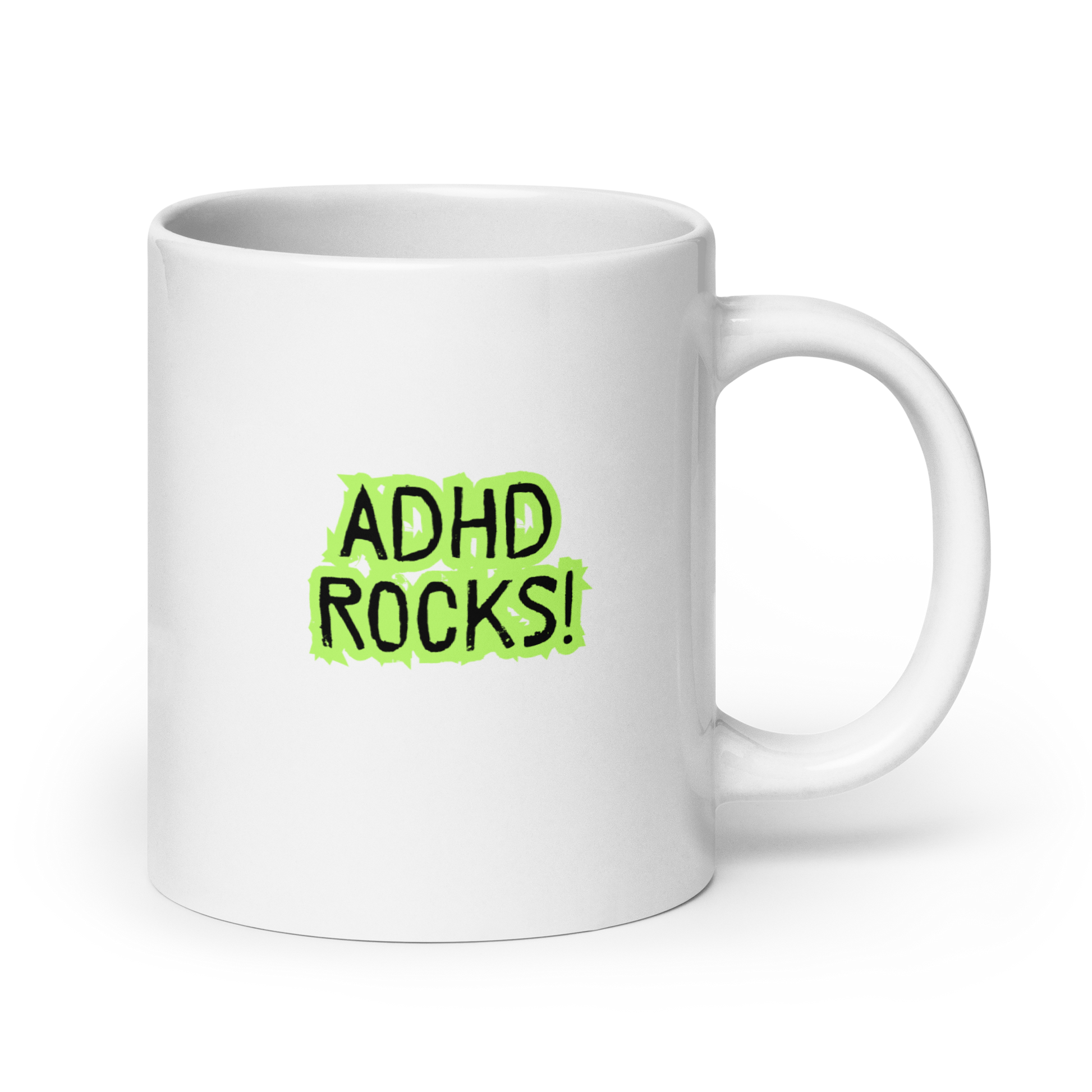 ADHD Rocks! | White Glossy Mug | The Neurospicy Store 20 oz