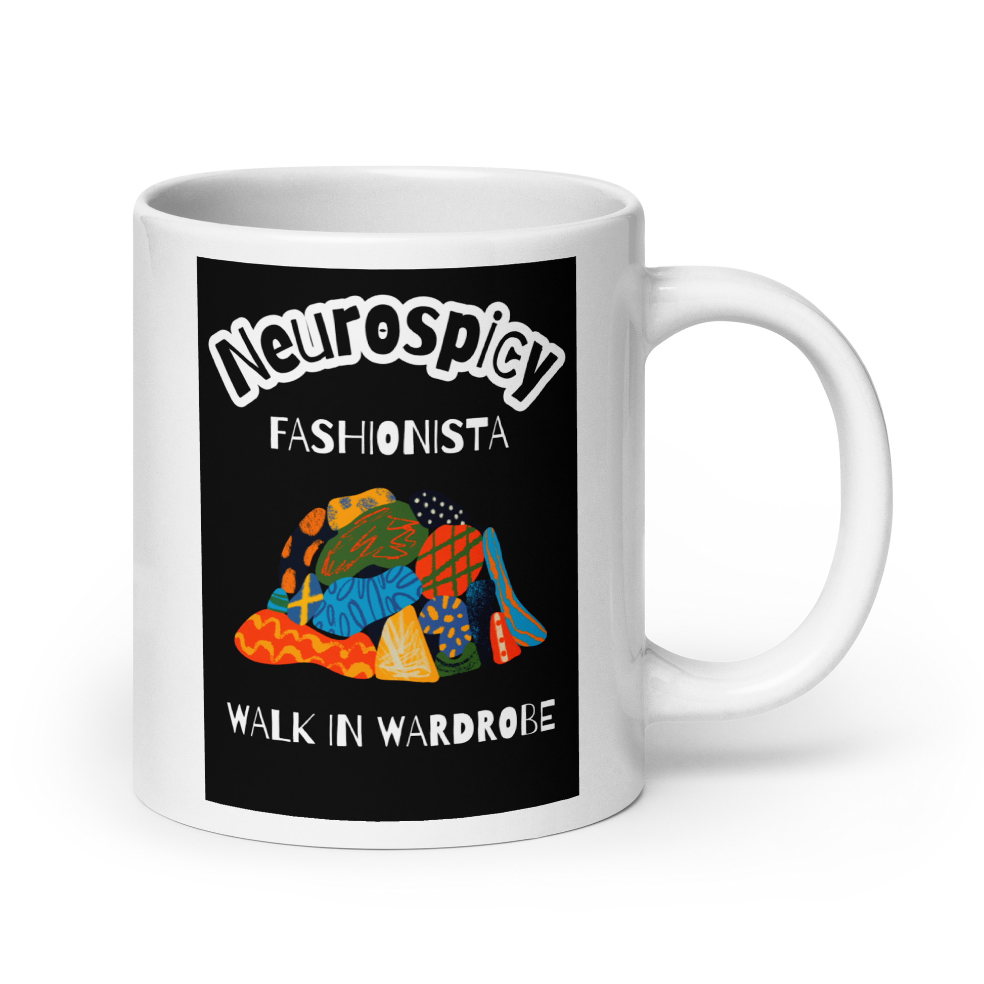 Neurospicy Fashionista Walk In Wardrobe | White Glossy Mug | The Neurospicy Store 20 oz