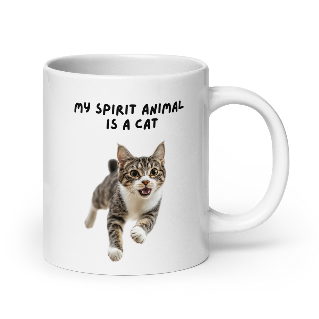 My Spirit Animal Is A Cat | White Glossy Mug | The Neurospicy Store 20 oz