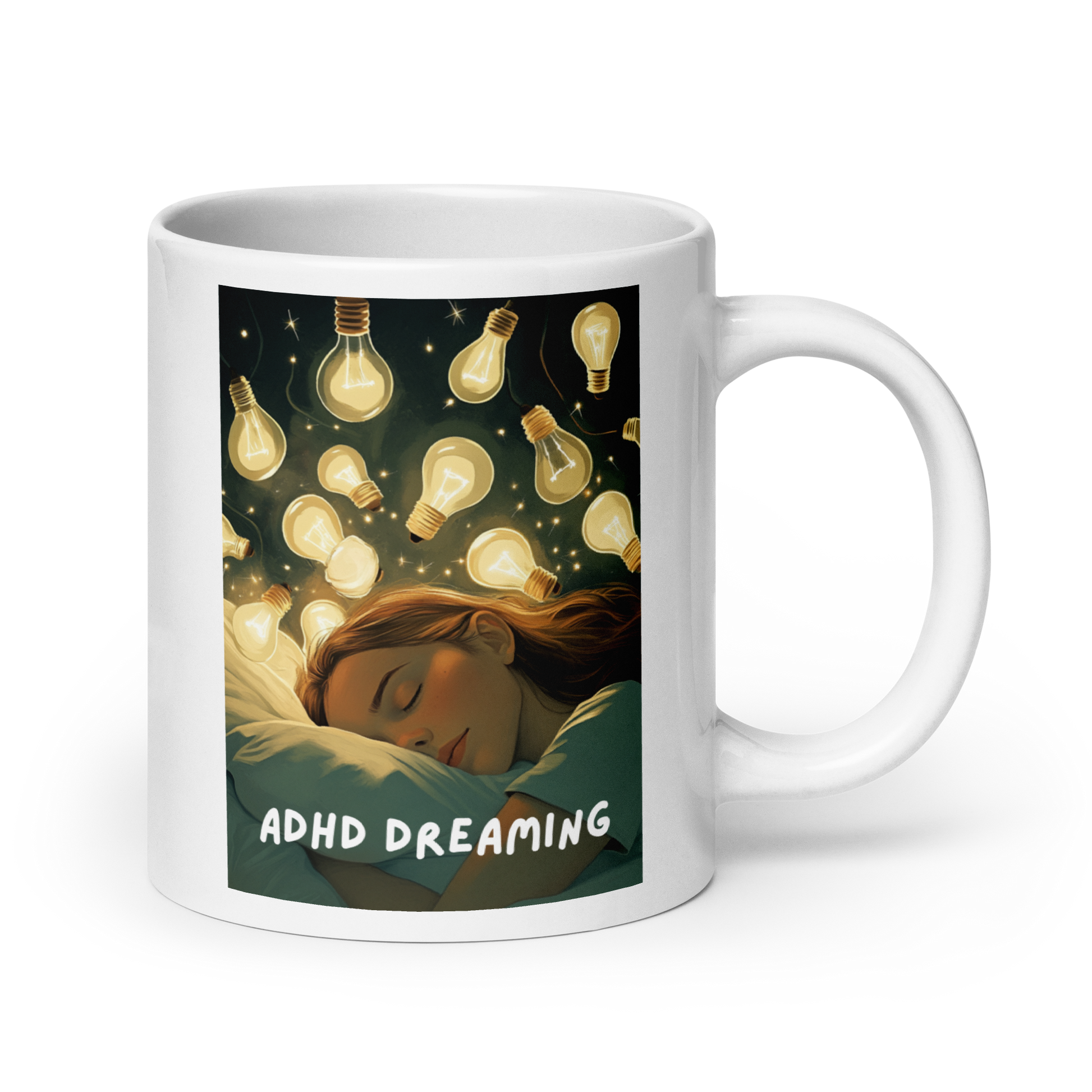 ADHD Dreaming | White Glossy Mug | The Neurospicy Store 20 oz