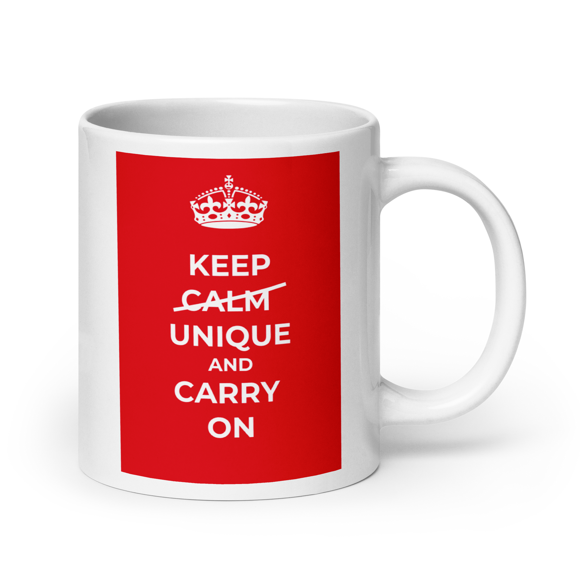 Keep Calm Unique And Carry On | White Glossy Mug | The Neurospicy Store 20 oz
